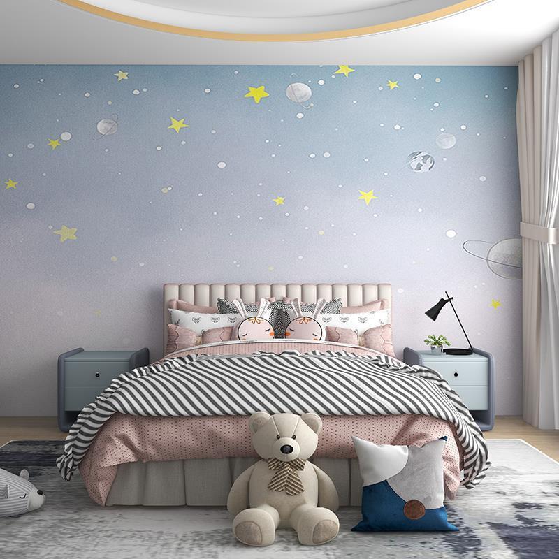 Cartoon Stars Space Wallpaper Children's Room Baby Room Wall Covering Mural Boy Girl Bedroom Bedside Wallpaper