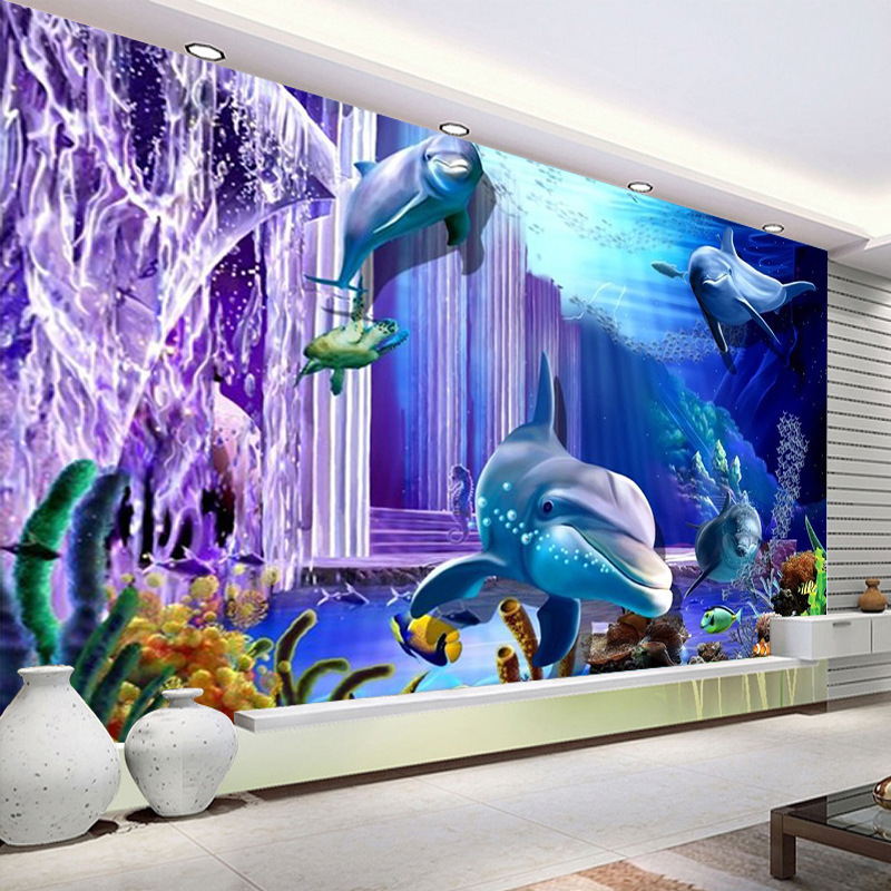 Underwater World Beach Bedroom Living Room Wallpaper Landscape Forest Background Decorative Mural Ocean Scenery Wallpaper