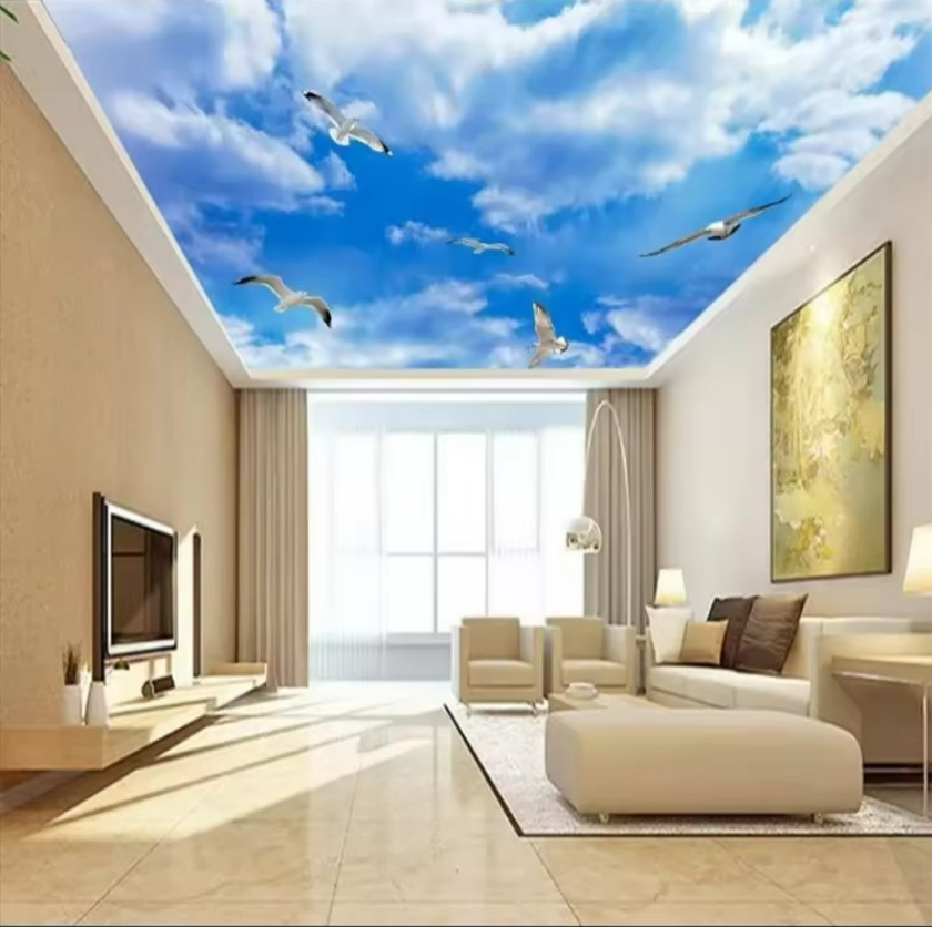 Blue Sky 3d Wallpaper White Clouds Ceiling Wall Murals For Living Room Bedroom Home Decor Ceiling Wall Papers