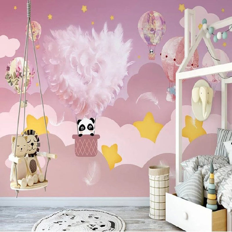 Custom Photo Wall Decal Mural Peel And Stick Self Adhesive Cartoon Animal Panda Zebra Dinosaur Giraffe Children Kids Wallpaper