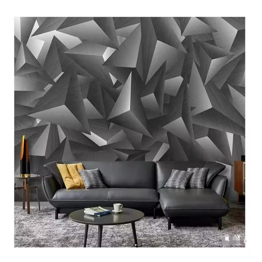 Custom Wallpaper Modern Fashion Grey 3D Stereo Geometry Wall Mural Living Room Bedroom Backdrop Home Decor 3D Wallpapers