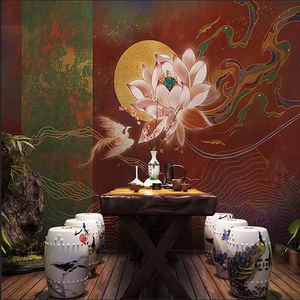 Mural Wallpaper Flying Divine Bird Phoenix Dragon Phoenix Script Killer Shop Background Wall Cloth Classical  Lotus Wallpaper