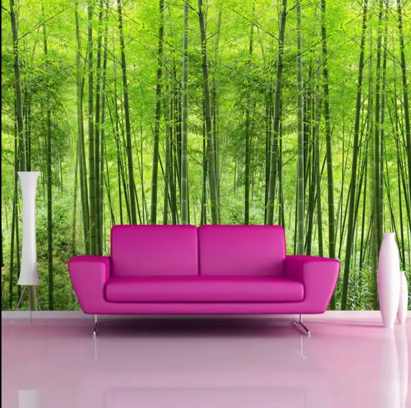 Nature Landscape Wallpaper Green Bamboo Forest Mural Custom Size 3D Wallpaper For Wall Living Room Wall Mural