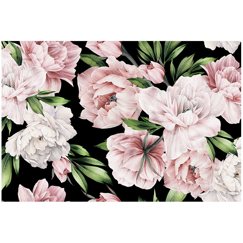 Full Wall Of Hand-Painted Peony Flowers Peonies Living Room Tv Background Wall Seamless Wallpaper