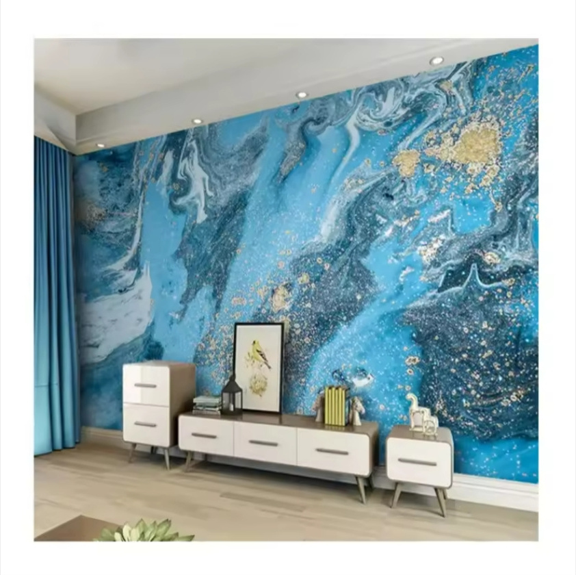 Modern Wallpaper Blue Abstract Marble Mural Wallpaper For Living Room Bedroom Wall Papers Home Decor