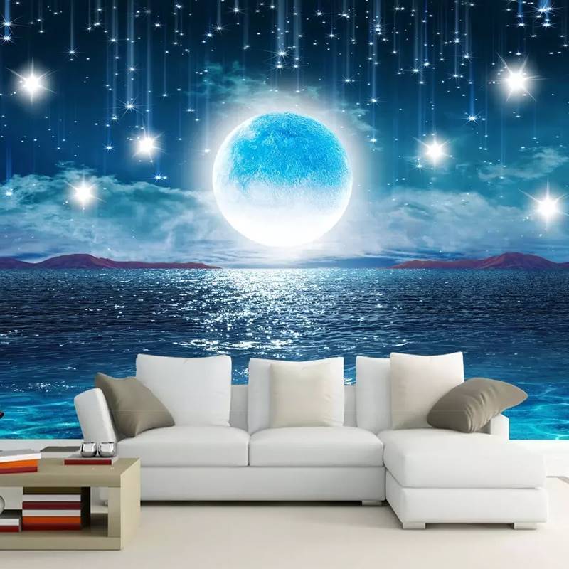 Peel And Stick Murals Starry Sky Wallpaper Tree Flower Bird Wall Mural Children Kid'S Bedroom Home Decor Wall Mural