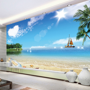 Underwater World Beach Bedroom Living Room Wallpaper Landscape Forest Background Decorative Mural Ocean Scenery Wallpaper