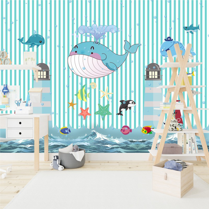 Custom 3D Wall Murals Wallpaper For Kids Room Cartoon Animal Stars Moon Children Bedroom Decoration Wallpaper Mural Papel De Par