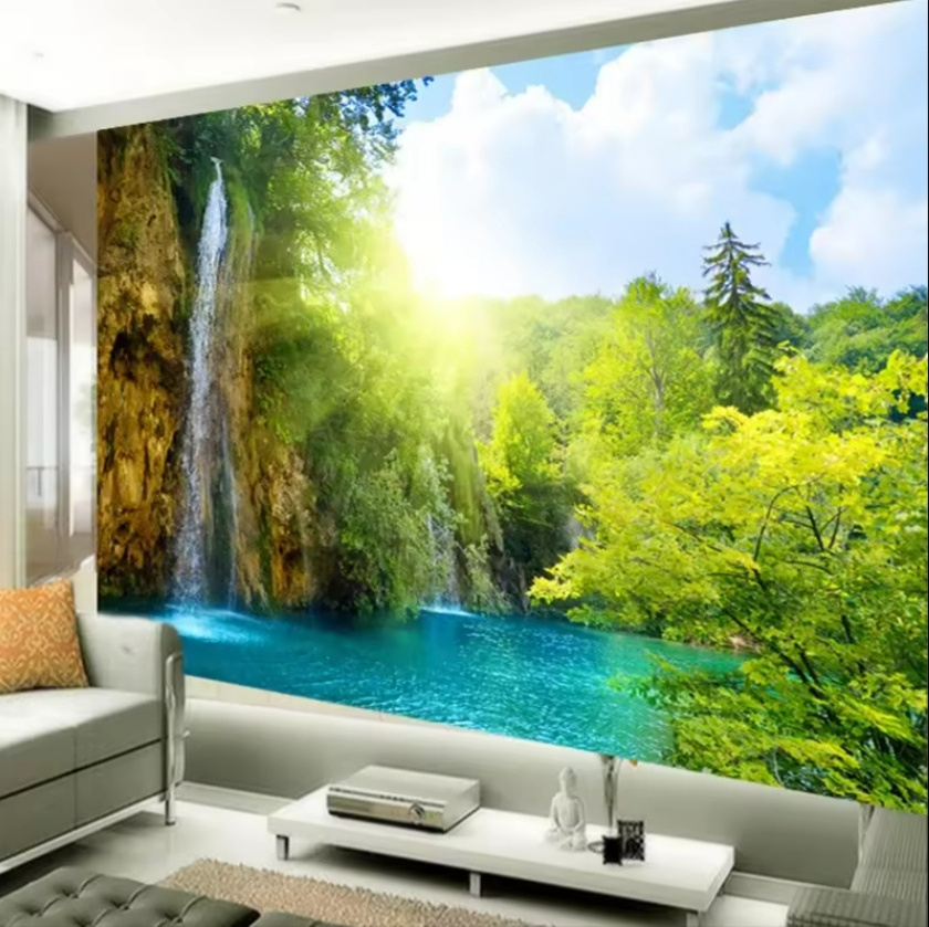 Custom 3d Wallpaper Mountain And Water Scenery Falls Wall Mural Living Room Sofa Scenery Wall Papers