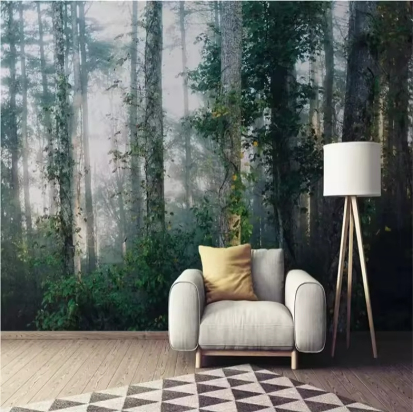 Custom Wallpaper Nordic Wind Fog Forest 3d Murals Background Wall Living Room Bedroom Wallpaper Mural