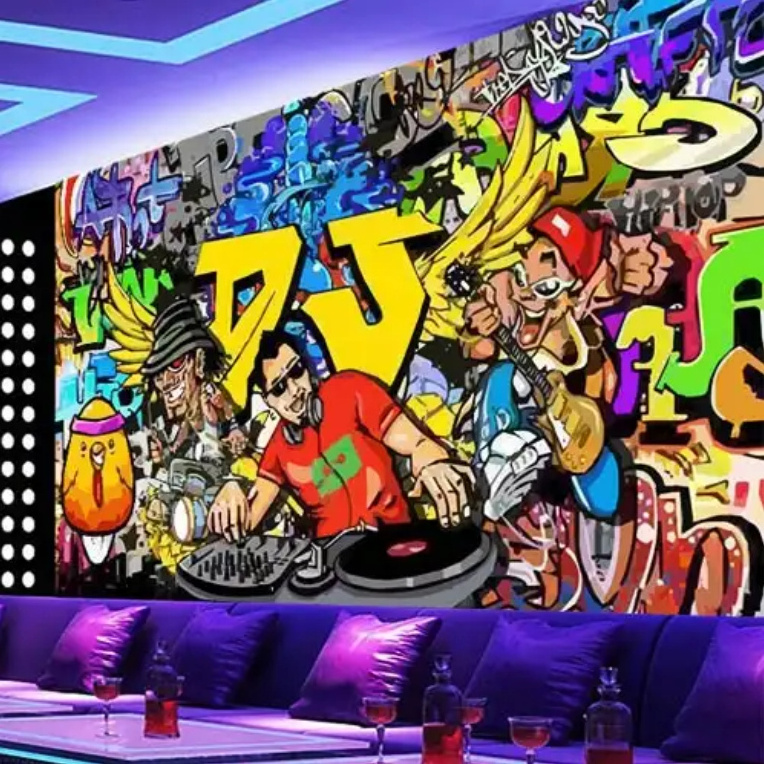 Custom Large Mural Graffiti Photos Ktv Bar Background Wall Decoration Mural Wallpaper