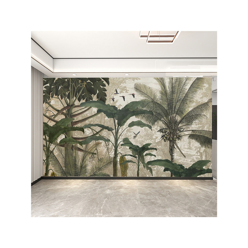 Jungle Banana Leaf Wallpaper Tv Wall Sofa Background Mural Hotel B&B Tropical Rainforest Plant Wallpaper