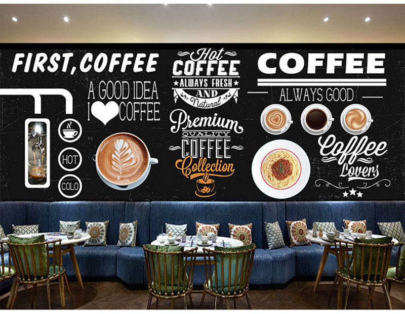 Retro Coffee Picture Wallpaper Cafe Coffee Shop Dining Table Afternoon Tea Restaurant Bookstore Background Wallpaper