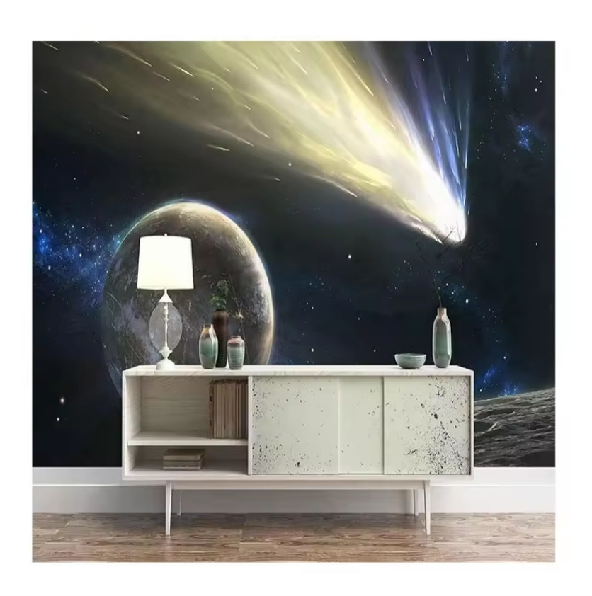 Starry Sky Wallpaper Space Planet Mural 3D Wall Sticker Children'S Room Decorate 3D Wallpaper For Girls Bedroom