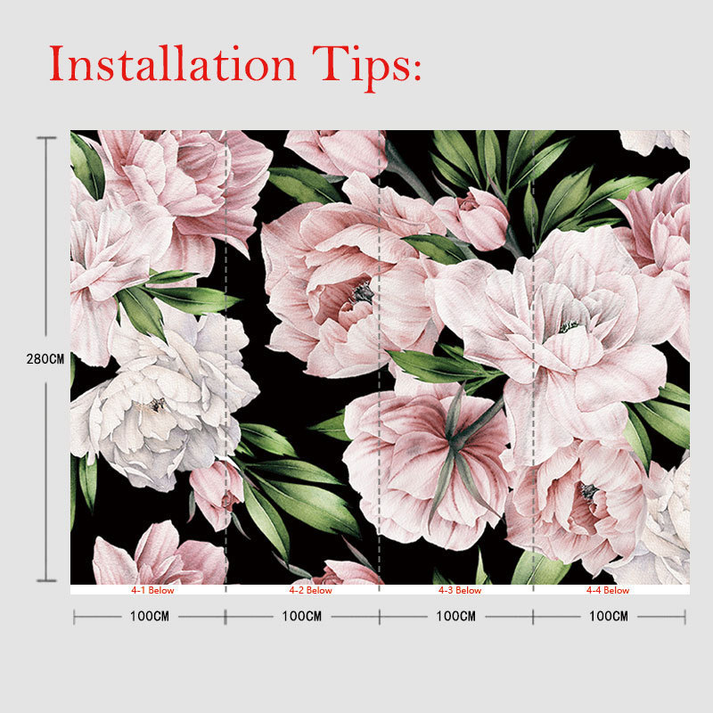 Full Wall Of Hand-Painted Peony Flowers Peonies Living Room Tv Background Wall Seamless Wallpaper