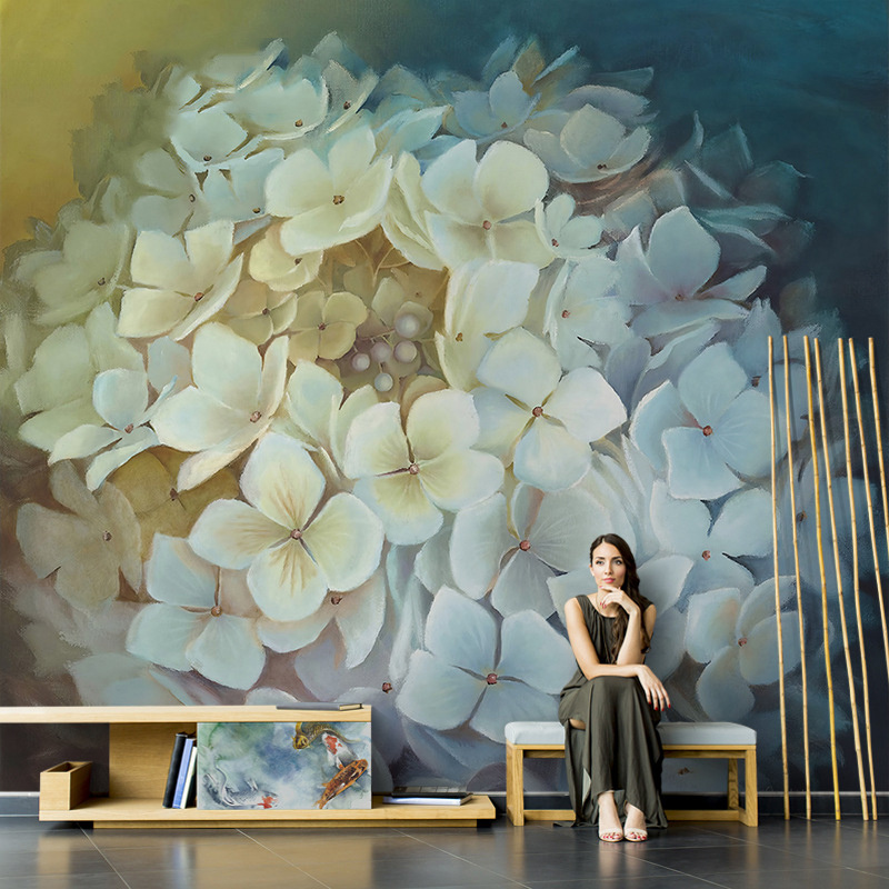 White Magnolia Flower Peel And Stick Wall Mural Fashion Tree Wallpaper Home Improvement Living Room Tv Background Mural