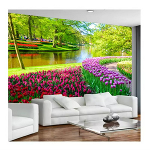 Fresh Natural Scenery Tulip Peel And Stick Wall Murals Fresco Living Room TV Sofa Background Wall Home Decor Wallpaper