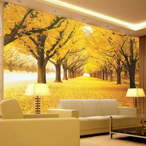 Custom 3d Wall Mural Landscape Natural Wallpaper Autumn Scenery Yellow Forests Wall Paper For Living Room