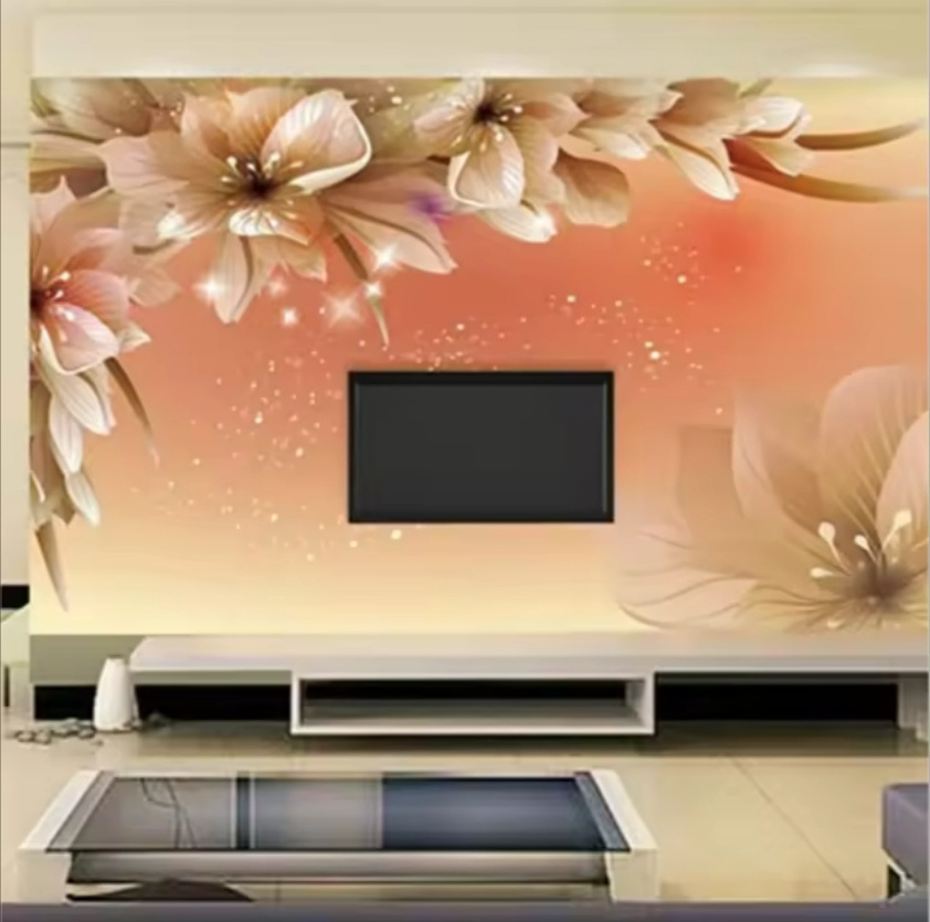 3d Stereo Golden Flowers Wallpaper Living Room Tv Sofa Background Wall Mural 3d Sticker