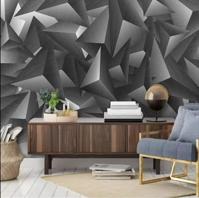 Custom Wallpaper Modern Fashion Grey 3D Stereo Geometry Wall Mural Living Room Bedroom Backdrop Home Decor 3D Wallpapers