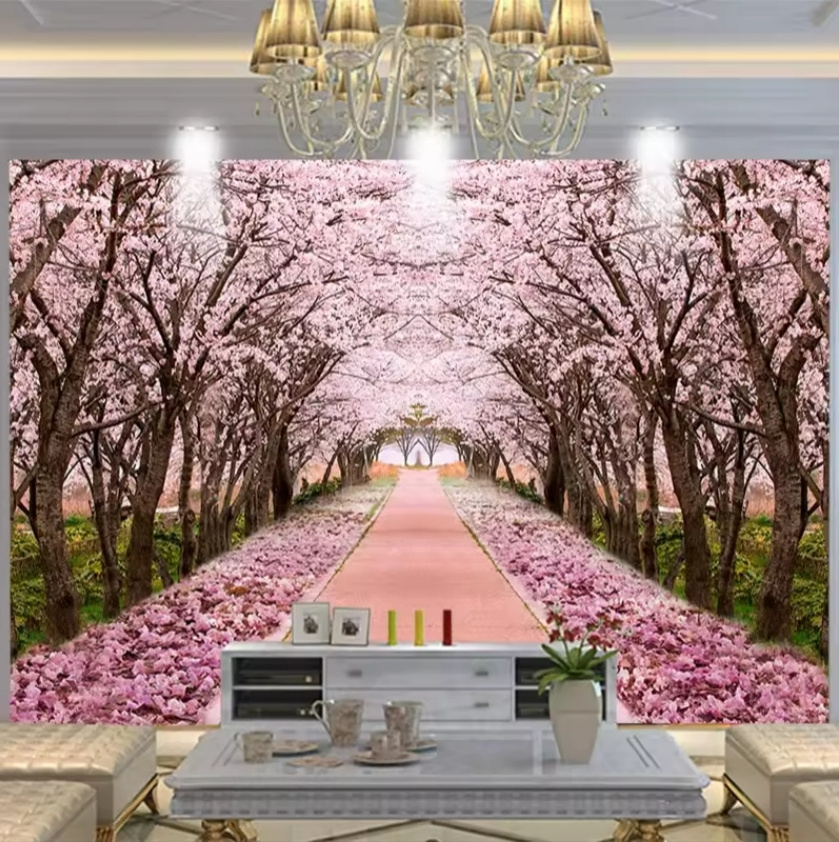 Custom Wallpaper 3d Romantic Cherry Blossom Tree Mural Living Room Tv Sofa Background Wall Painting Fresco