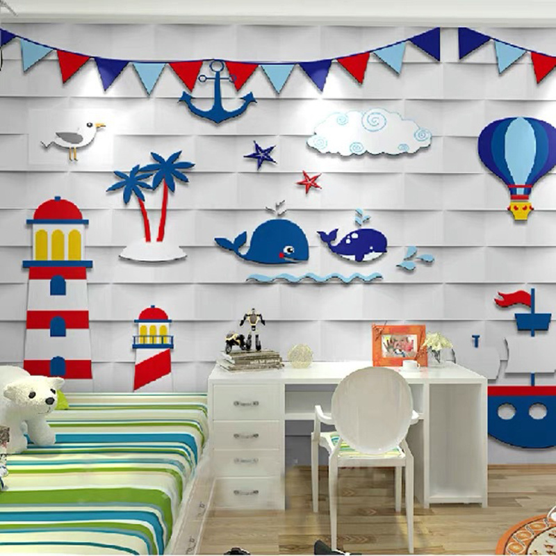 Custom 3D Wall Murals Wallpaper For Kids Room Cartoon Animal Stars Moon Children Bedroom Decoration Wallpaper Mural Papel De Par