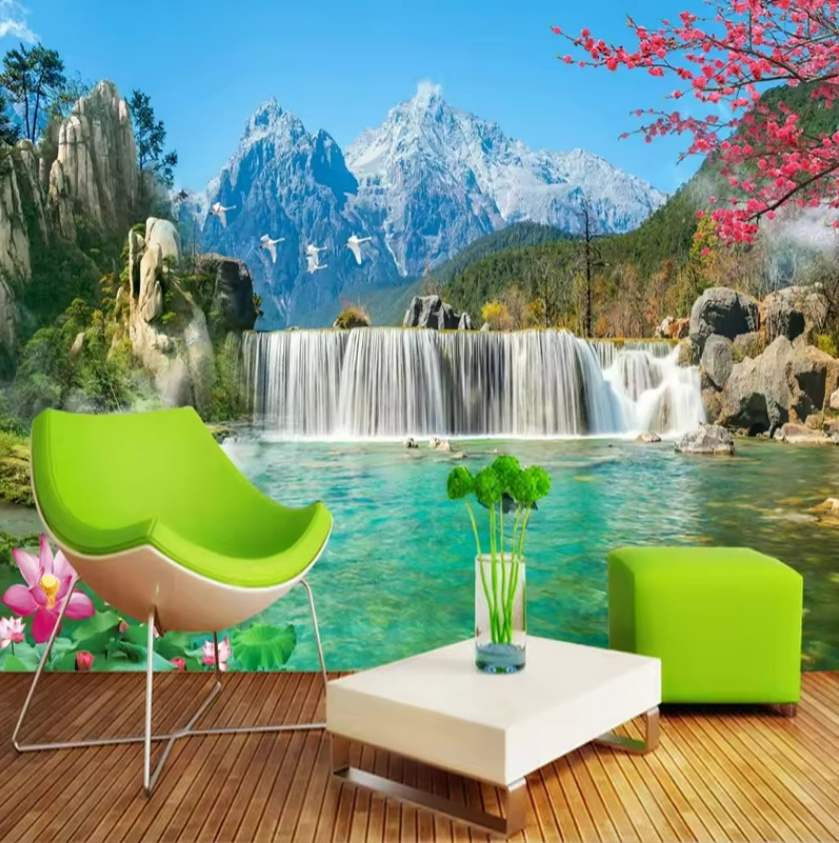 Snow Mountain Waterfall 3d Large Mural Wallpaper Wall Decals For Living Room Bedroom Background Photo Wall Paper