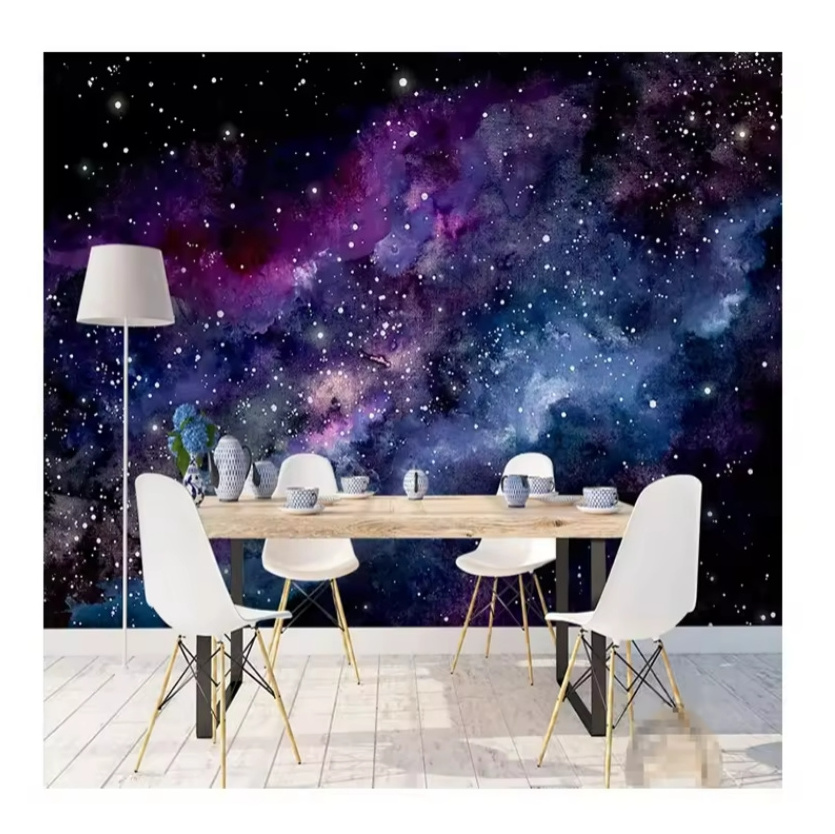 3d Poster Wall Mural Blue Purple Starry Sky Wallpaper Large Wall Mural Living Room Bedroom Decoration