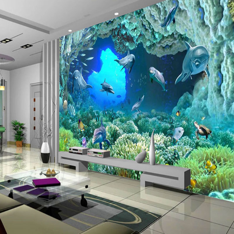 Custom Boys And Girls Bedroom 3d Wallpaper Nordic Fresh Underwater World Fish Wallpaper Children'S Room Wall Mural