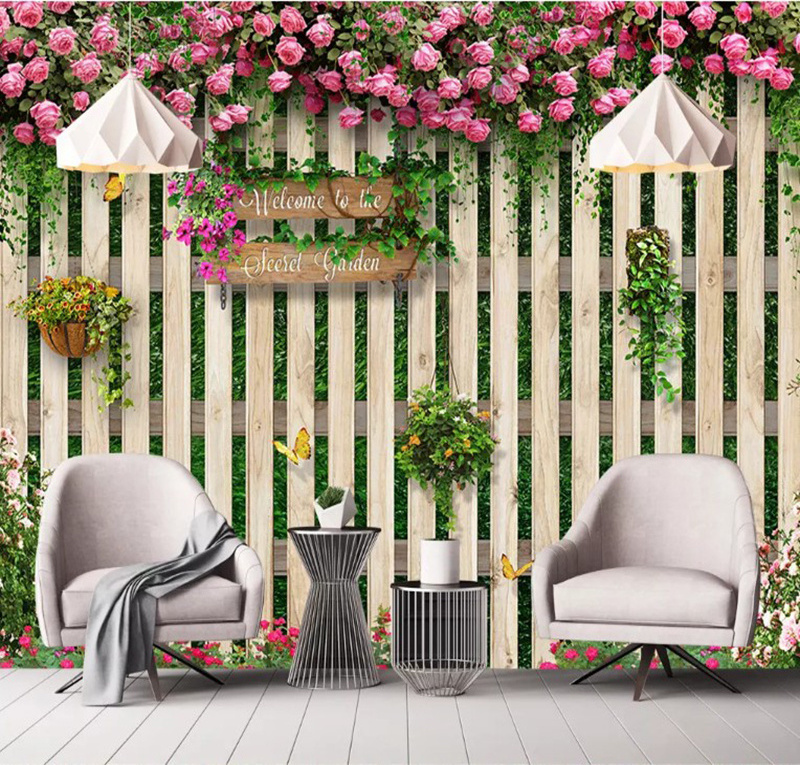 Pink Romantic Wedding Cherry Blossom Forest Scenery Photo Studio Background Wallpaper Mediterranean Wood Board Rose Rose Mural