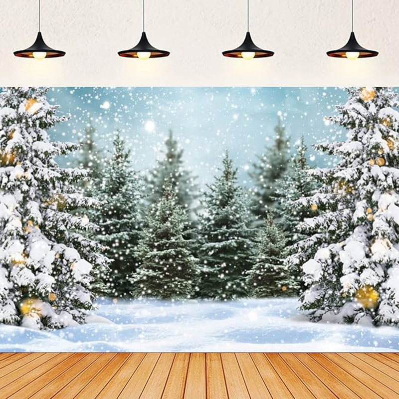 Custom Printing New Year Wallpaper Christmas Tree Snow Deer Customized Murals Festivals Any Size Wallpaper Wall Sticker