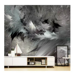 Made Wallpaper Home Improvement Decor 3d Wallpaper For Walls Abstract Art Black And White Feather Mural For Living Room