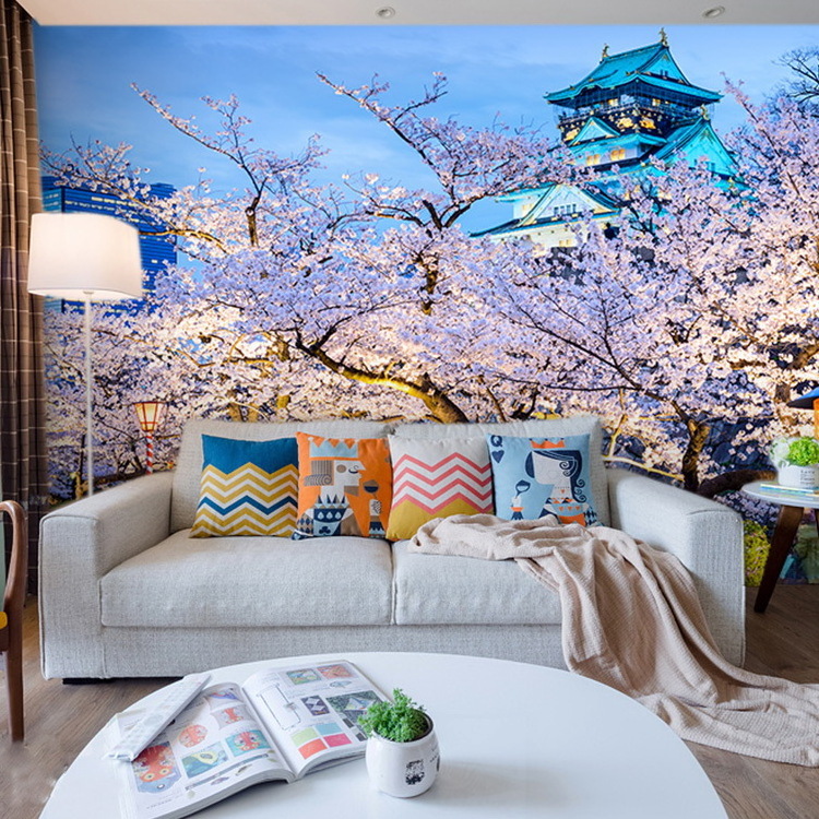 Romantic Cherry Blossom Scenery Mural Background Wall Living Room Bedroom Coffee Shop Restaurant Wallpaper Wallpaper