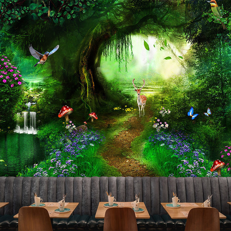 3D Animal Hotel Forest Wallpaper Children's Room Kindergarten Nursery Mural 5D Children's Clothing Store Restaurant Wallpaper