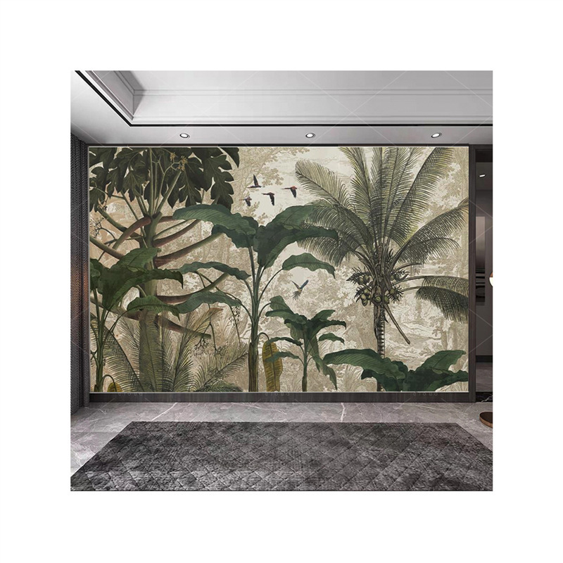 Jungle Banana Leaf Wallpaper Tv Wall Sofa Background Mural Hotel B&B Tropical Rainforest Plant Wallpaper