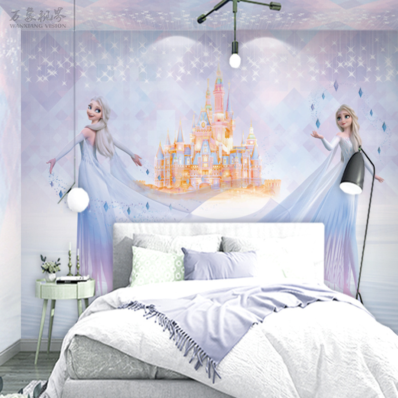 Kids Room Girls Bedroom Mural Cartoon Frozen Wallpaper  Princess Room Decoration 3d Background Wallpaper