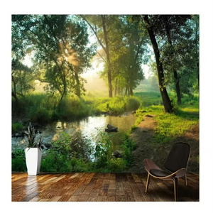 Forest Stream Summer Scenery Wallpaper 3D Natural Scenery Wall Mural Living Room Bedroom Home Decor