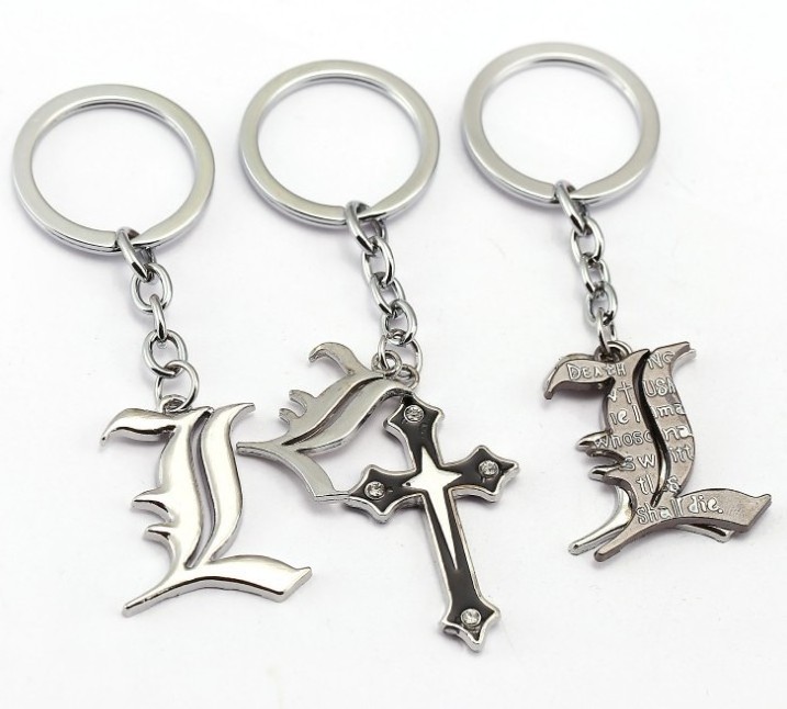 Wholesale Metal Pendants Anime Keychains Accessories Cross L Logo Death Note Keychains