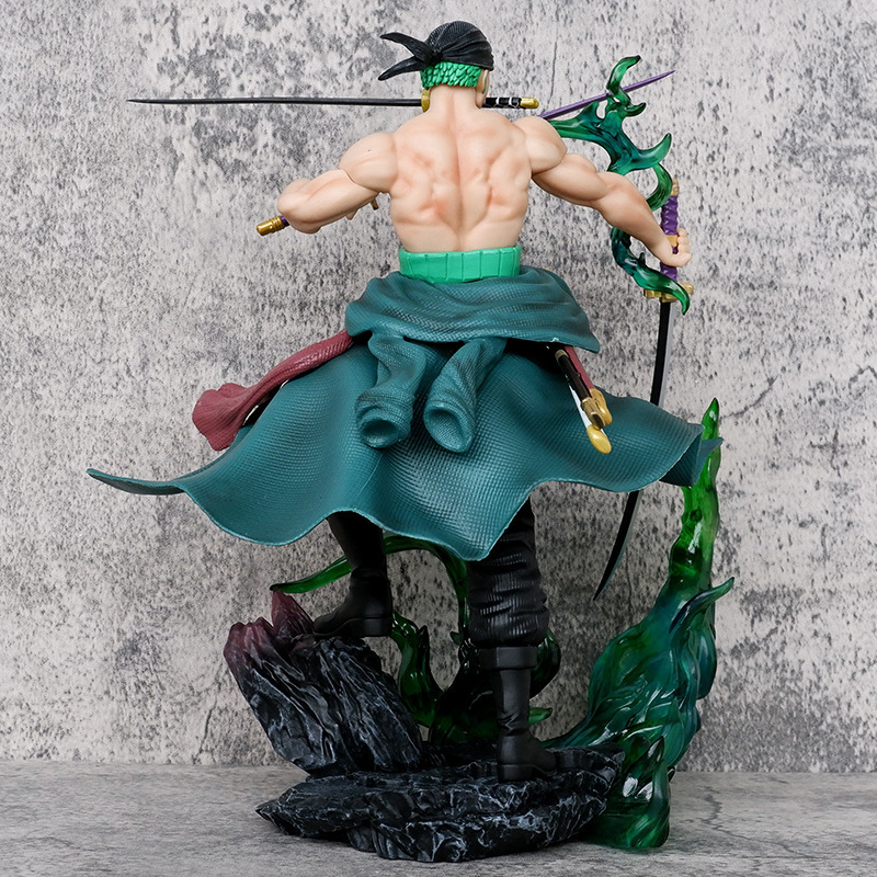 Wholesale Japan ONE Anime Piece GK Resin Figure Roronoa Zoro Samurai Sword 3 Heads Replaceable PVC Action Figure