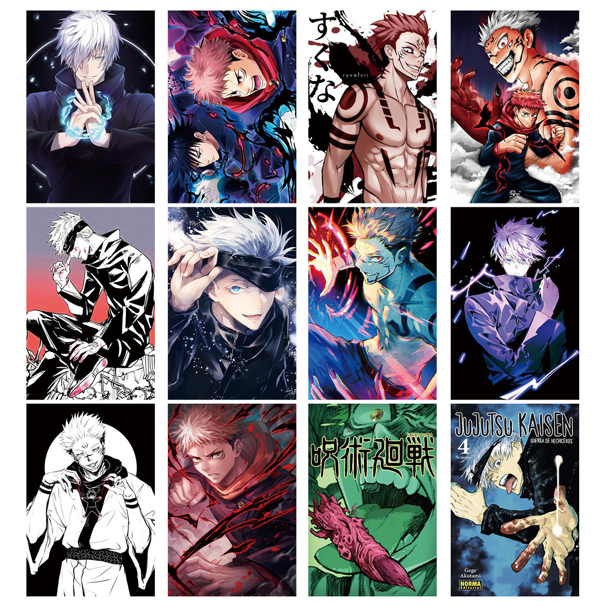 Wholesale 50 Pcs Cartoon Combination Poster Style Graffiti Decorative Stickers Demon Slayer Hunter Jujutsu Kaisen Anime Stickers