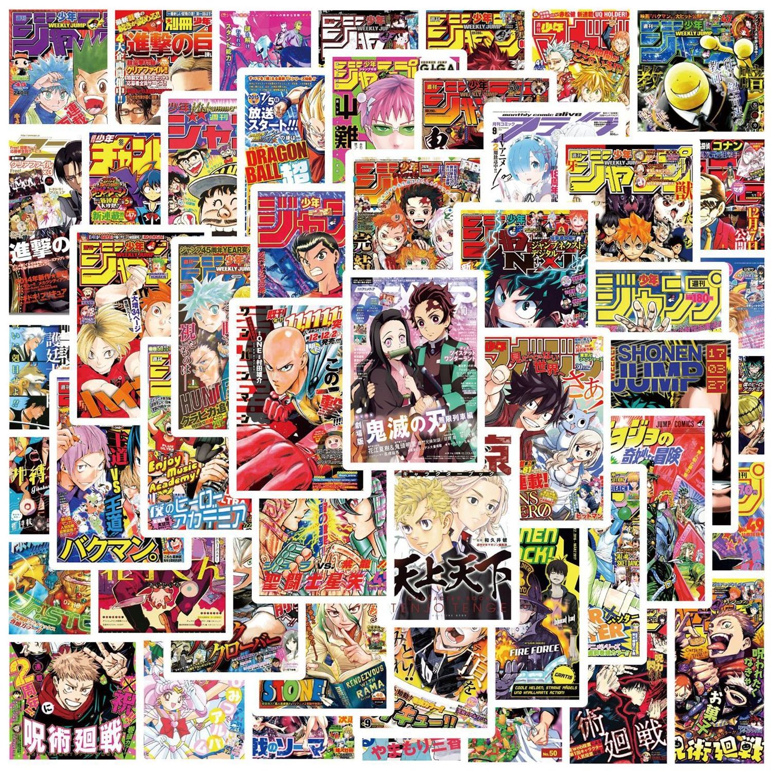 Wholesale 50 Pcs Cartoon Combination Poster Style Graffiti Decorative Stickers Demon Slayer Hunter Jujutsu Kaisen Anime Stickers