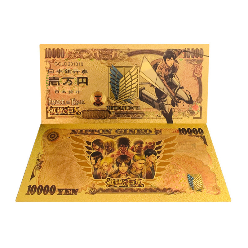 Wholesale Double Sided Printing Gold Foil Alan Attack On Titan Anime Commemorative Bank Note