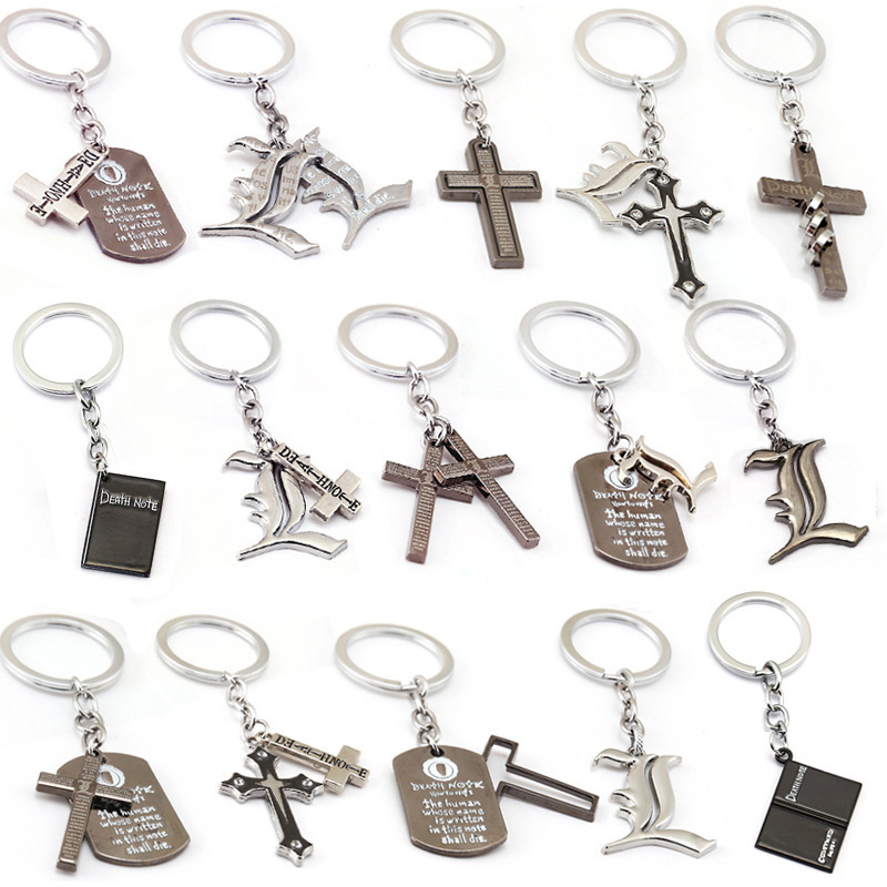 Wholesale Metal Pendants Anime Keychains Accessories Cross L Logo Death Note Keychains