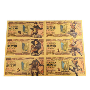 Wholesale Double Sided Printing Gold Foil Alan Attack On Titan Anime Commemorative Bank Note