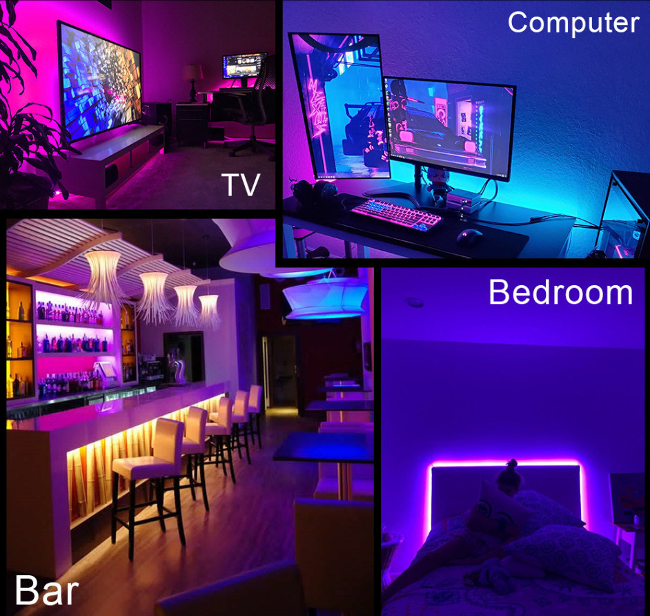 5050 Rgb 5V Flexible Kit Usb Led Strip 24 Key Ir Remote Controller and Bluetooth APP Music Sync 5m Led Strip Light