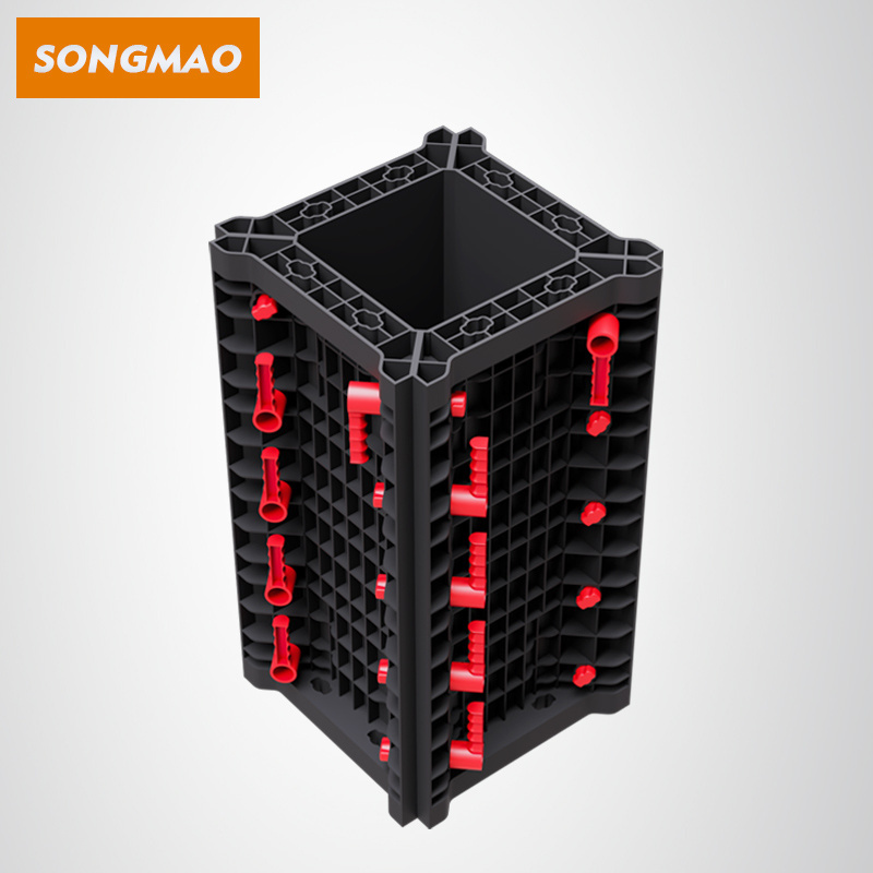 SONGMAO Cheap 100s Reusable Adjustable Plastic Column Formwork Concrete Pillar Mould  Panel System For Construction