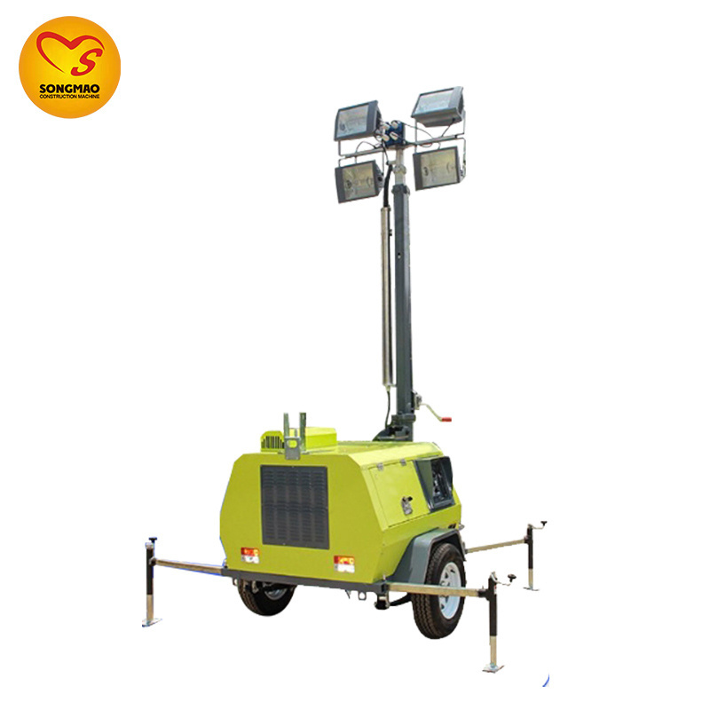 5.5M Manual High Mast Ring Mobile Portable Metal Halide Light Tower 4x1000w