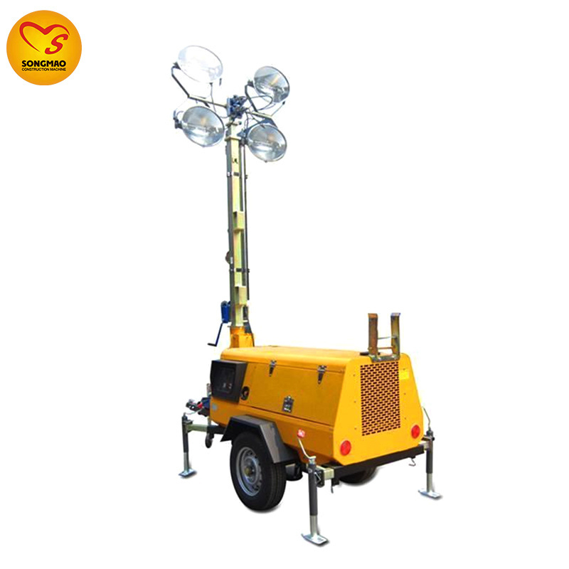 5.5M Manual High Mast Ring Mobile Portable Metal Halide Light Tower 4x1000w