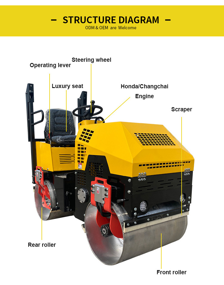 SONGMAO 1 Ton 2 Ton 3 Ton 4 Ton 5 Ton Diesel Gasoline Hydraulic Vibrating Tandem Asphalt Compactor Road Roller