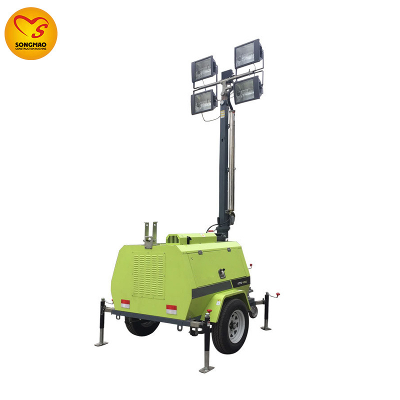 5.5M Manual High Mast Ring Mobile Portable Metal Halide Light Tower 4x1000w